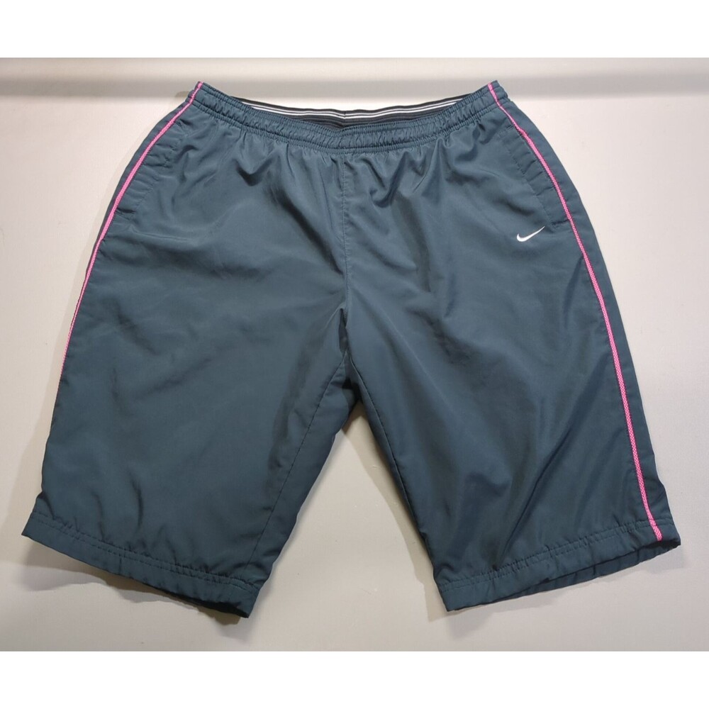 Nike Performance Womens L Running Shorts Gray Mesh Pink Side Stripe Athleisure